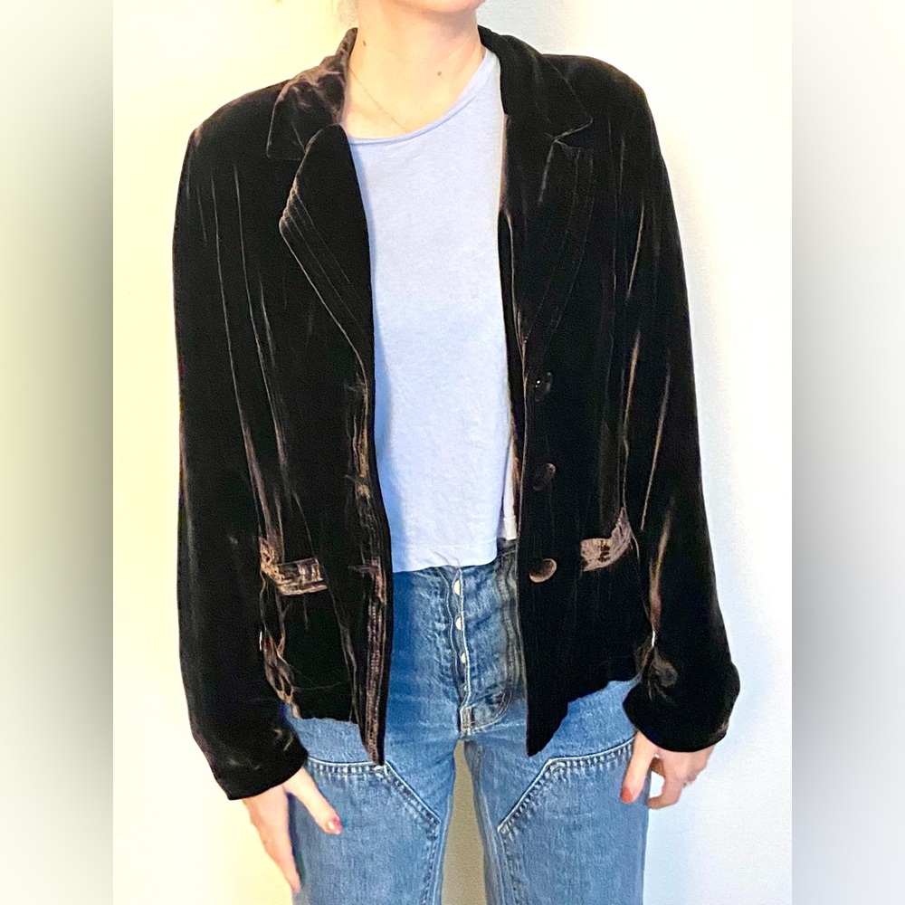 ambition Brown Velvet Women's Blazer Jacket